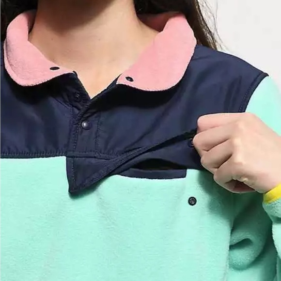 Herschel Supply Co. Mint Green Pullover Quarter Button Fleece Sweatshirt XL - Picture 3 of 10